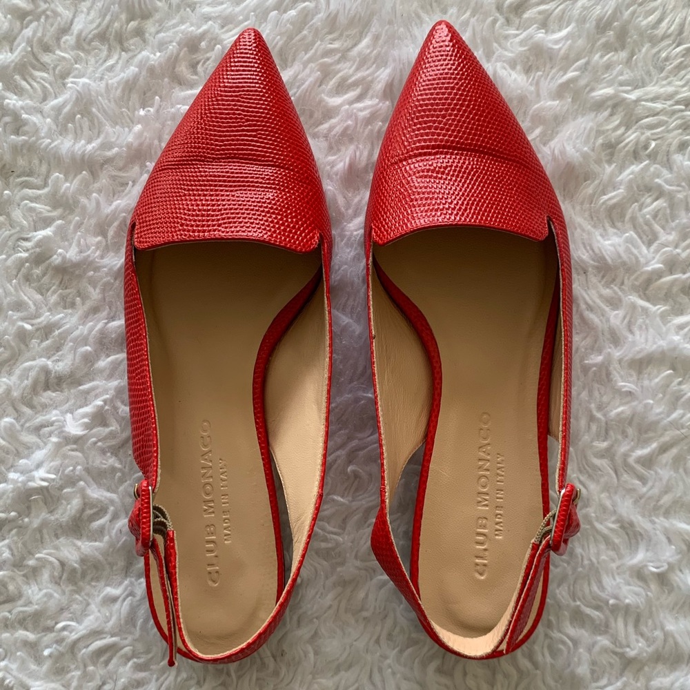 CLUB MONACO | POINTY TOED SLINGBACKS (Red)